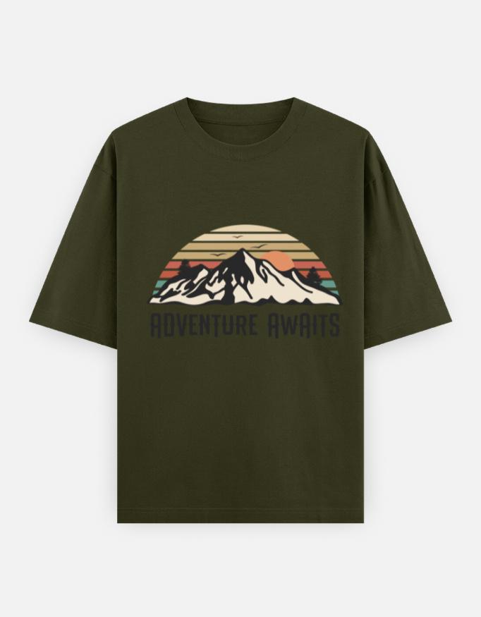 " Adventure Awaits" Unisex Oversized Graphic Tees - Image 4