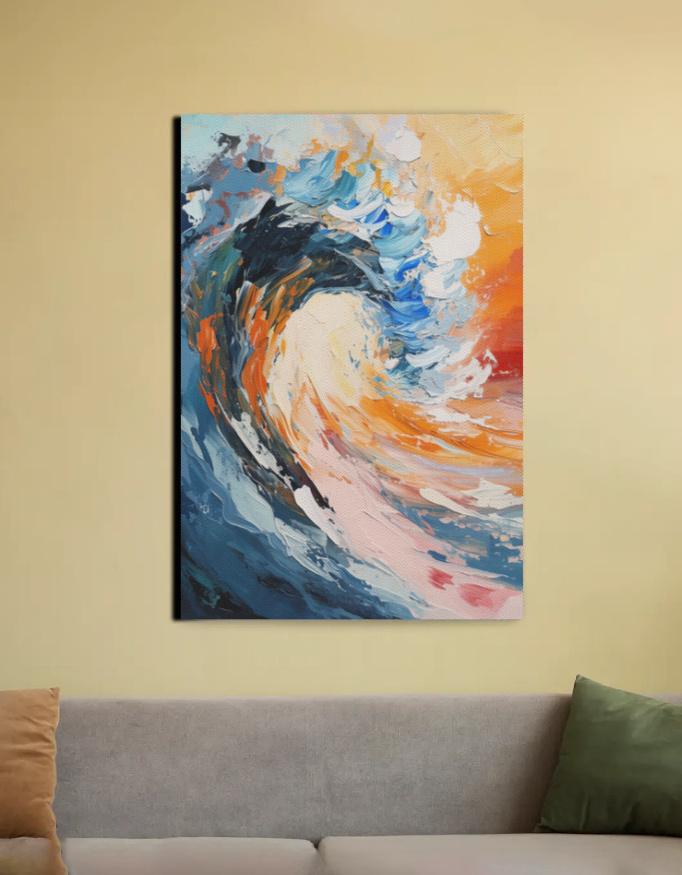" Crimson Tide Horizon " Oil Painting Canvas