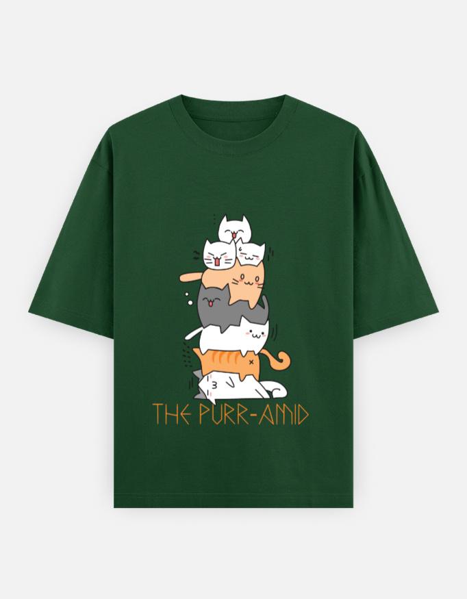 " The Purr-Amid " Unisex Oversized Graphic Tee - Image 3