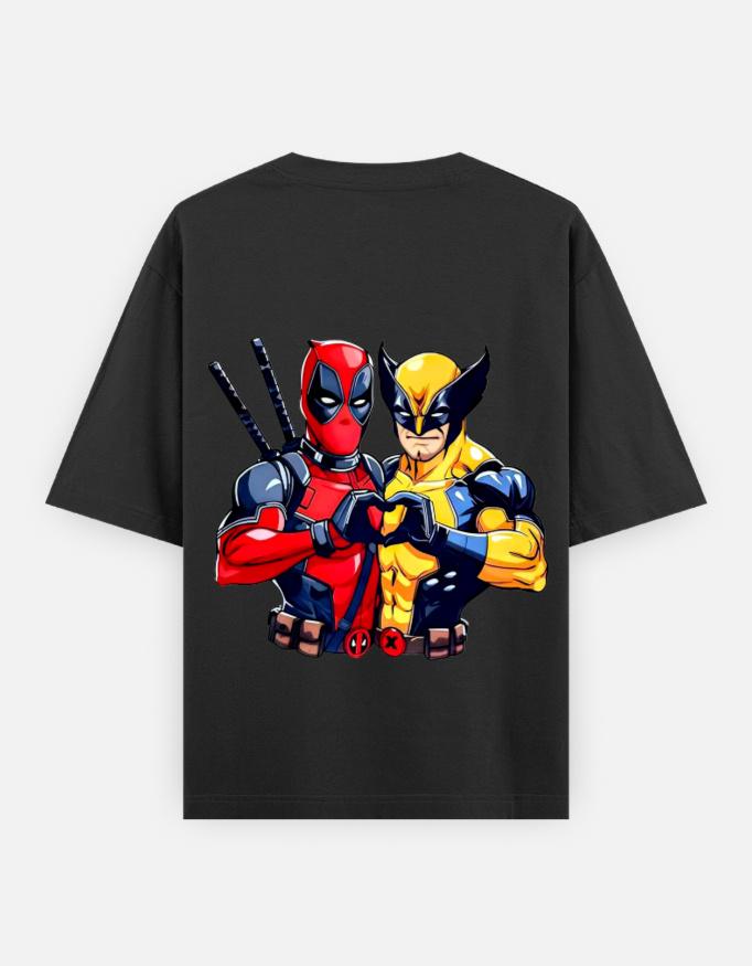 " BFF Wolverine & DeadPool" Unisex Oversized Graphic Tee - Image 3