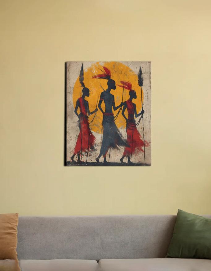 " Tribal Odessey Minimalist " Canvas Print 16 X 20 Inches