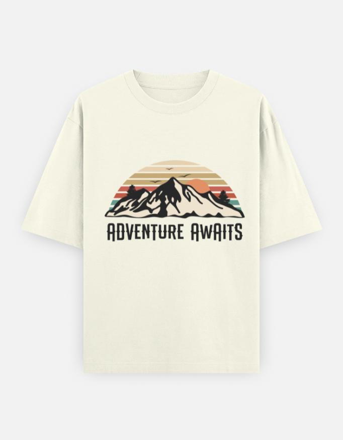 " Adventure Awaits" Unisex Oversized Graphic Tees