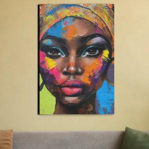 " Chromatic Crown Multi-Color Portrait " Canvas