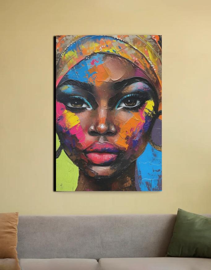 " Chromatic Crown Multi-Color Portrait " Canvas