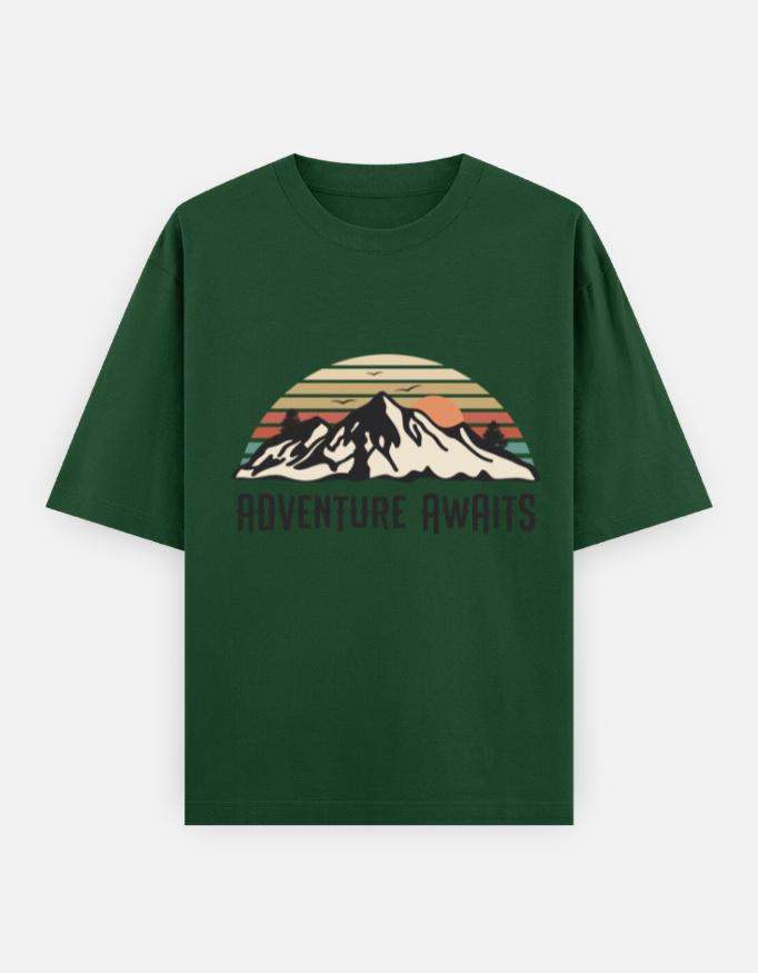 " Adventure Awaits" Unisex Oversized Graphic Tees - Image 3
