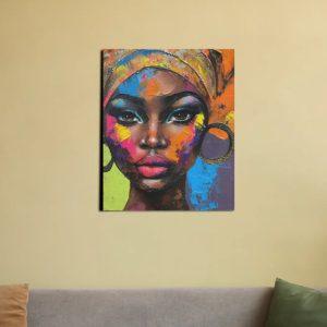" Chromatic Crown Multi-Color Portrait " Canvas