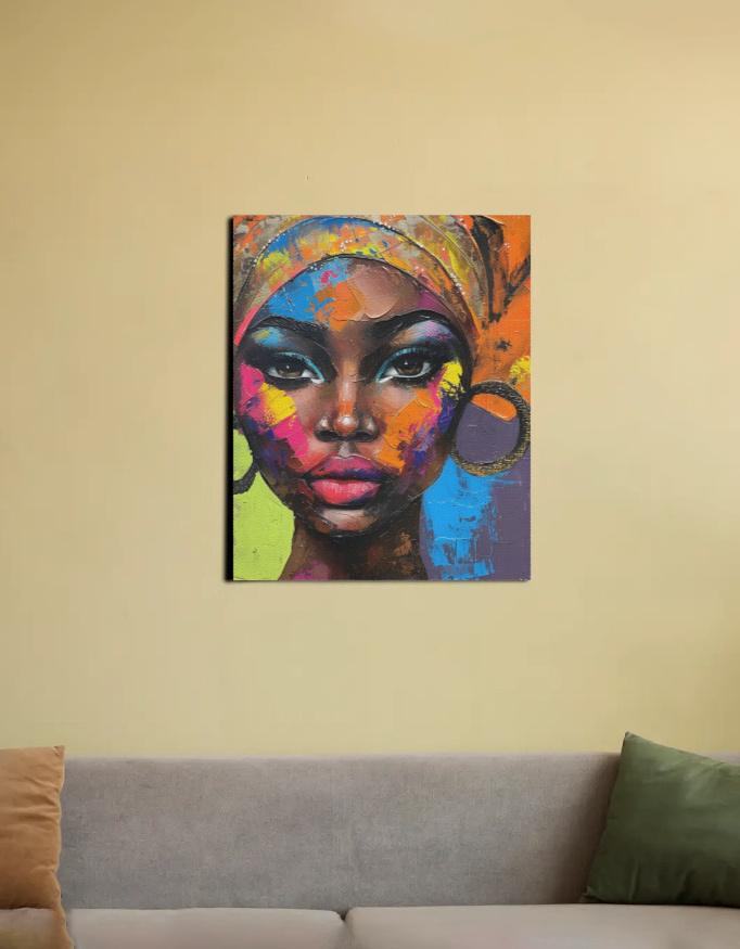 " Chromatic Crown Multi-Color Portrait " Canvas