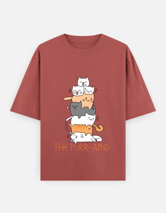 " The Purr-Amid " Unisex Oversized Graphic Tee - Image 2